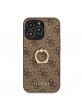 Guess iPhone 14 Pro Case Cover 4G Ring Holder Brown