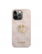 Guess iPhone 14 Pro Case Cover 4G Ring Stand Pink