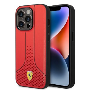 Ferrari iPhone 14 Pro Case Cover Perforated 296P Red