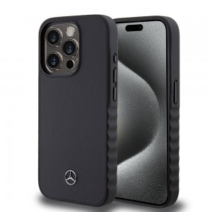 Mercedes iPhone 15 Pro Case SMOOTH Genuine Leather Black