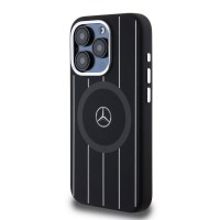 Mercedes iPhone 15 Pro Case MagSafe Silicone Stripes Black