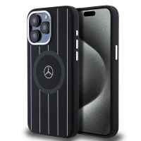 Mercedes iPhone 15 Pro Max Case MagSafe Silicone Stripes Black