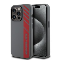 AMG Mercedes iPhone 15 Pro Hülle Case MagSafe Silikon Grau