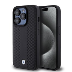 BMW iPhone 15 Pro Hülle Case Echtleder Cover Pattern Schwarz