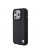 BMW iPhone 15 Pro Case Genuine Leather Stripe Textured Black