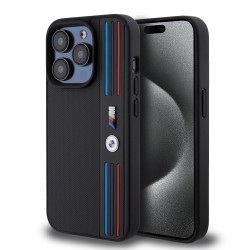 BMW iPhone 15 Pro Hülle Case M Power Tricolor Cover Schwarz