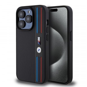 BMW iPhone 15 Pro Case M Power Tricolor Cover Black