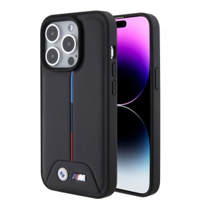 BMW iPhone 15 Pro Hülle Case Tricolor Metall M + BMW Logo Schwarz