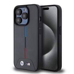 BMW iPhone 15 Pro Hülle Case Tricolor Metall M + BMW Logo Grau