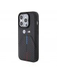 BMW iPhone 15 Pro Hülle Case Carbon Cover Tricolor Stripe Schwarz