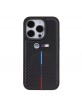 BMW iPhone 15 Pro Case Carbon Cover Tricolor Stripe Black