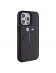 BMW iPhone 15 Pro Max Case Carbon Cover Tricolor Stripe Black