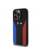 BMW iPhone 15 Pro Hülle Case Cover Silikon Blue Red Stripes M Schwarz