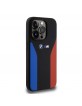 BMW iPhone 15 Pro Hülle Case Cover Silikon Blue Red Stripes M Schwarz