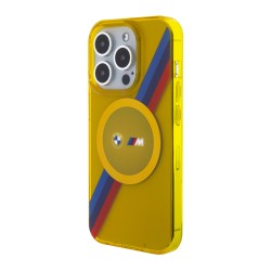 BMW iPhone 15 Pro Case Cover MagSafe Tricolor Stripes Yellow