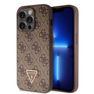 Guess iPhone 15 Pro Case Cover 4G Diamond Triangle Strass Brown