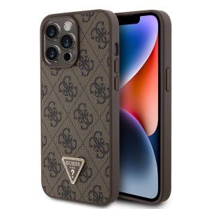 Guess iPhone 15 Pro Max Case Cover Triangle Diamond Rhinestone 4G Brown