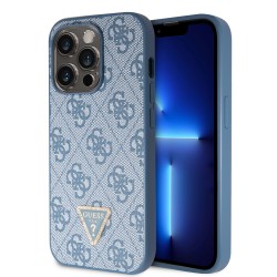 Guess iPhone 15 Pro Case Cover 4G Diamond Triangle Strass Blue