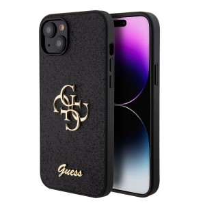 Guess iPhone 15 Plus Case Cover Big Metal Logo 4G Glitter Black