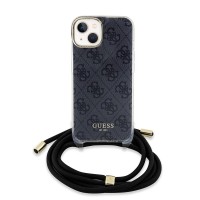 Guess iPhone 15, 14, 13 Case Cover Crossbody Cord 4G Black
