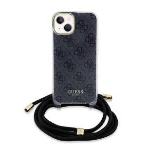 Guess iPhone 15, 14, 13 Hülle Case Cover Crossbody Cord 4G Schwarz