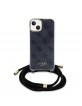 Guess iPhone 15, 14, 13 Hülle Case Cover Crossbody Cord 4G Schwarz