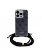 Guess iPhone 15 Pro Case Cover Crossbody Cord 4G Black