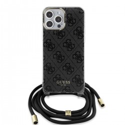 Guess iPhone 15 Pro Max Hülle Case Cover Crossbody Cord 4G Schwarz