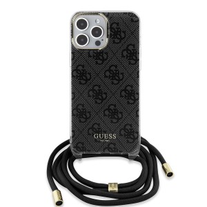 Guess iPhone 15 Pro Max Case Cover Crossbody Cord 4G Black
