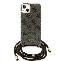 Guess iPhone 15, 14, 13 Case Cover Crossbody Cord 4G Brown