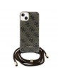 Guess iPhone 15, 14, 13 Hülle Case Cover Crossbody Cord 4G Braun