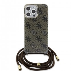 Guess iPhone 15 Pro Max Hülle Case Cover Crossbody Cord 4G Braun