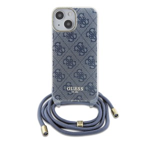 Guess iPhone 15, 14, 13 Hülle Case Cover Crossbody Cord 4G Blau