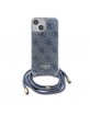 Guess iPhone 15, 14, 13 Case Cover Crossbody Cord 4G Blue