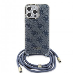 Guess iPhone 15 Pro Hülle Case Cover Crossbody Cord 4G Blau
