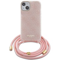 Guess iPhone 15, 14, 13 Case Cover Crossbody Cord 4G Pink