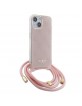 Guess iPhone 15, 14, 13 Hülle Case Cover Crossbody Cord 4G Rosa