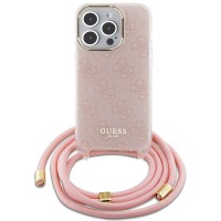 Guess iPhone 15 Pro Case Cover Crossbody Cord 4G Pink