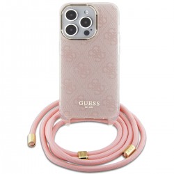 Guess iPhone 15 Pro Hülle Case Cover Crossbody Cord 4G Rosa