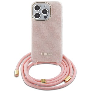 Guess iPhone 15 Pro Case Cover Crossbody Cord 4G Pink