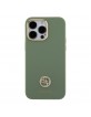 Guess iPhone 15 Pro Case Silicone Diamond Rhinestone Logo 4G Green