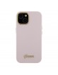 Guess iPhone 15 14 13 Case Metal Logo Frame Silicone Pink