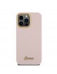 Guess iPhone 15 Pro Case Silicone Script Metal Logo Pink