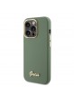 Guess iPhone 15 Pro Case Silicone Script Metal Logo Green
