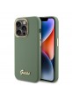 Guess iPhone 15 Pro Max Case Silicone Script Metal Logo Green