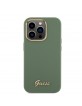 Guess iPhone 15 Pro Max Case Silicone Script Metal Logo Green
