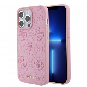 Guess iPhone 15 Pro Case Cover Stamped 4G Pink