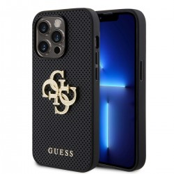 Guess iPhone 15 Pro Max Hülle Case Cover Glitter 4G Perforated Schwarz