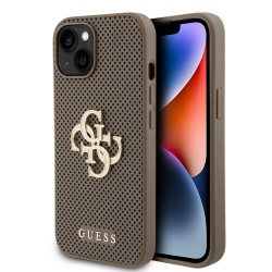 Guess iPhone 15 Plus Hülle Case Cover 4G Glitter Perforated Braun