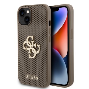 Guess iPhone 15 Plus Case Cover 4G Glitter Perforated Brown